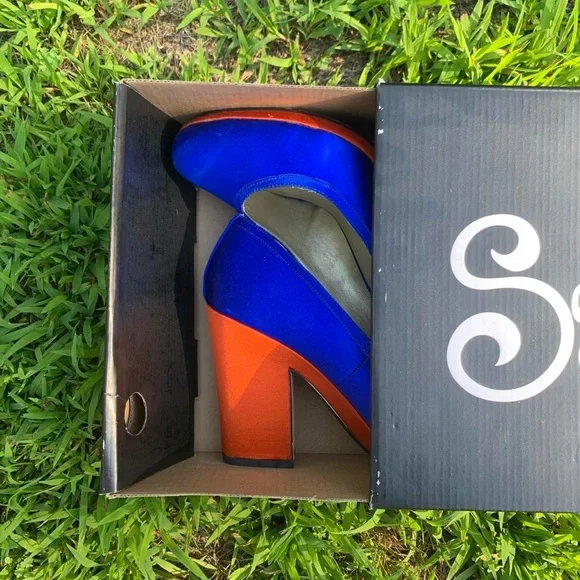 Seychelles Montreal Heel in Cobalt & Orange - Picture 5 of 6